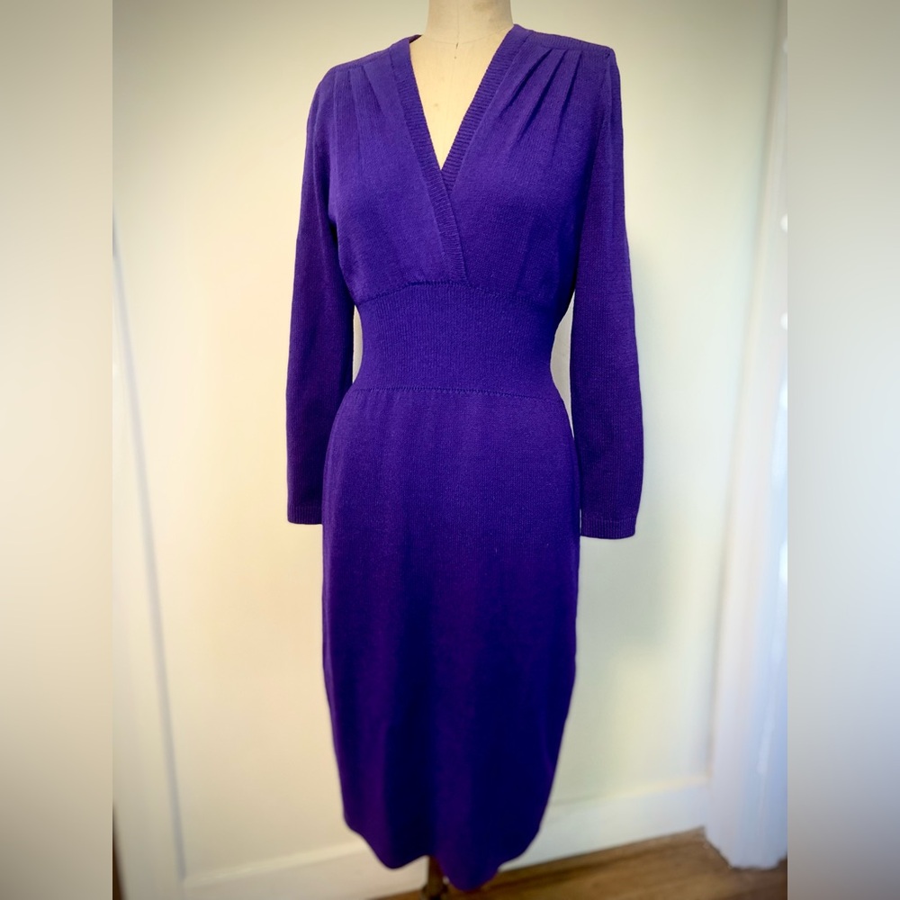 St. John Deep Violet Long Sleeve Dress